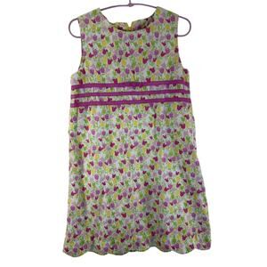 VTG Lilly Pulitzer Pink Yellow Tulip Easter Dress Scalloped Sleeveless Girls 6